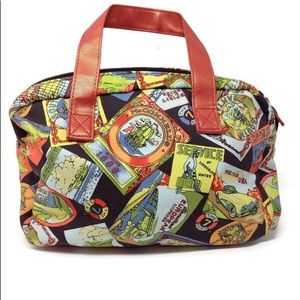 Vintage 80's World Stamped Multi Color Hand Bag